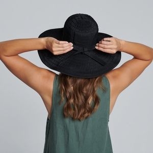 San Diego Hat Company Black Wide-Brim Hat with Bow Tie